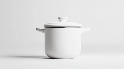 Modern white ceramic pot with lid