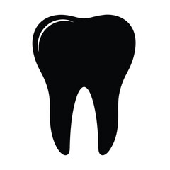 A simple flat icon of a tooth., Tooth icon, tooth silhouette vector on white background