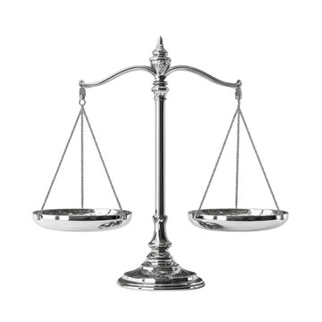Elegant, classic balance scales symbolizing justice and fairness. This PNG illustration on a transparent background suits legal, financial, and ethical themes for various uses, including presentations