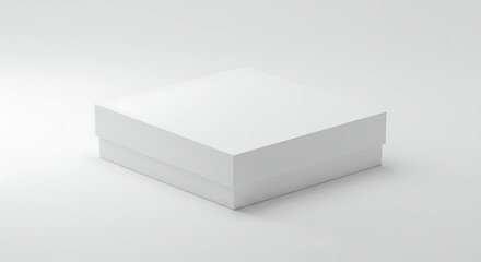 White Box with Lid on Clean White Background Minimalist Style