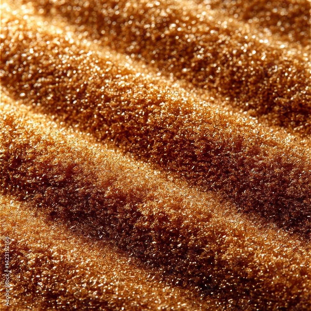 Poster Golden Glittering Waves: A Textured Close-Up of Shimmering Particles with Shadows