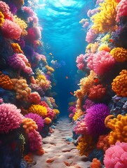 Vibrant Coral Reef Underwater Path