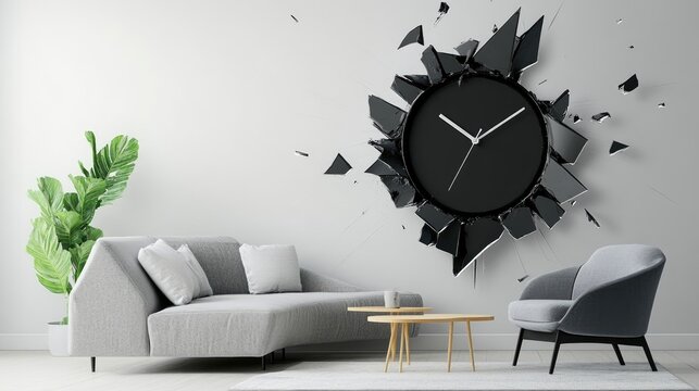 Analog wall clock with time stuck at iconic crash moment in finance