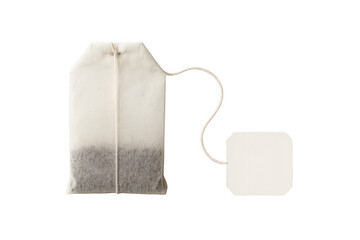 Tea Bag Close-Up: A minimalistic studio shot of a classic tea bag, poised against a clean background. Capturing the essence of a comforting cup of tea.