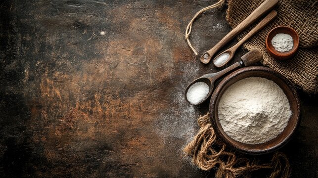 Rustic background with natural toothpaste ingredients and tools