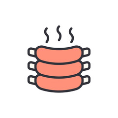 Grilled beef colored icons, minimalist vector illustration ,simple transparent graphic element .Isolated on white background