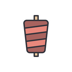 Kebab colored icons, minimalist vector illustration ,simple transparent graphic element .Isolated on white background