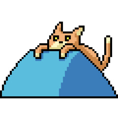 Fototapeta premium pixel art of cat play pillow climb