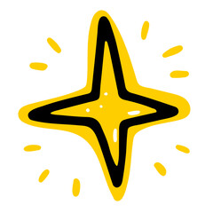 Space doodle star. Hand-drawn asteroid isolated on white background. Astronomical object. Universe meteorite, comet sign. Astronomy, astrology, glow cosmos symbol. Vector magic Christmas illustration