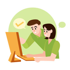 Coworkers Working Together – Teamwork Concept in Modern Style