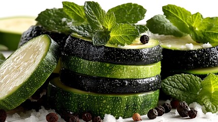 Zucchini Slices with Mint & Pepper