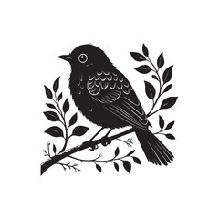 Bird silhouette on branch