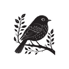 Bird silhouette on branch