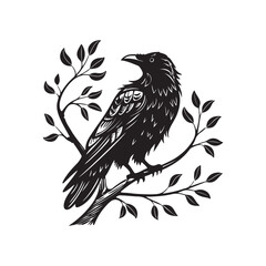 Bird silhouette on branch
