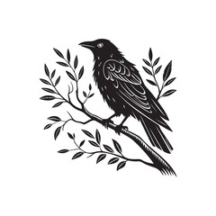 Bird silhouette on branch