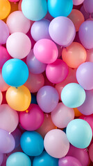 balloons of various colors, bright and realistic photo