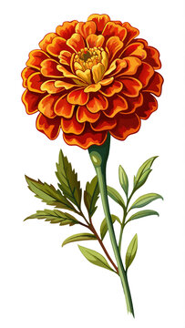 orange marigold flower on white background clip art preview
