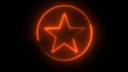 Glowing star icon within circle a modern neon light on black