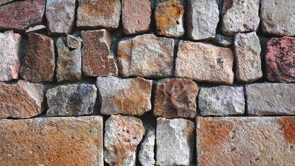 Stone Wall Textured Closeup Neutral Brown Gray Background