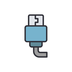 USB cable colored icons, minimalist vector illustration ,simple transparent graphic element .Isolated on white background