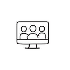 vector illustration of meeting icon elements in one line style