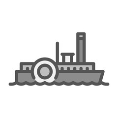 steamboat filled outline icon. vintage boat color line illustration.