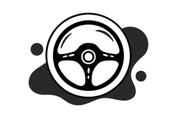 Vector Style Steering Wheel Icon Illustration