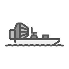 airboat filled outline icon. fan boat color line illustration.