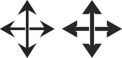 Two Sets of Four Directional Arrows for Navigation Isolated Vector Illustration On Transparent Background