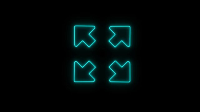 Exit from full-screen mode icon animation.Elements of web in neon style icons. Simple icon for websites, web design, mobile app, info graphics isolated on brick wall