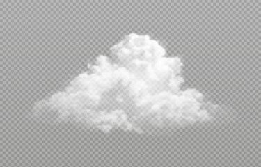 Vector realistic cloud, smoke or fog on isolated transparent background. Cloud png. Smoke png	