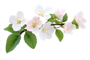 Obraz premium White pink flowers branch leaves leaf blossoms.