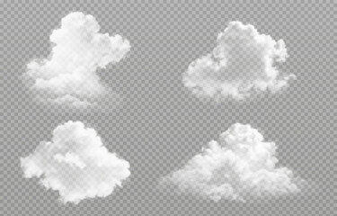 Vector realistic cloud, smoke or fog on isolated transparent background. Cloud png. Smoke png	