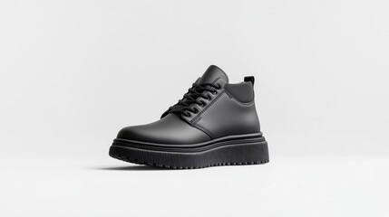 Black leather ankle boots with chunky sole