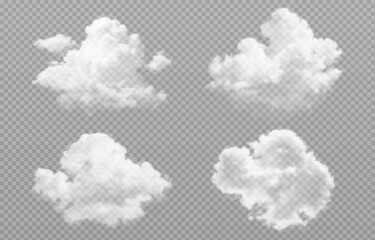 Vector realistic cloud, smoke or fog on isolated transparent background. Cloud png. Smoke png