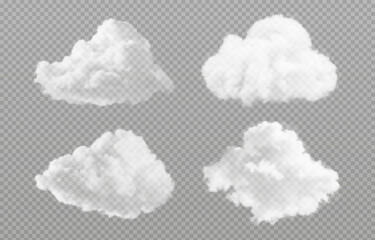 Vector realistic cloud, smoke or fog on isolated transparent background. Cloud png. Smoke png
