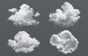 Vector realistic cloud, smoke or fog on isolated transparent background. Cloud png. Smoke png