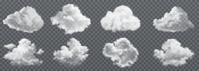 Vector realistic cloud, smoke or fog on isolated transparent background. Cloud png. Smoke png