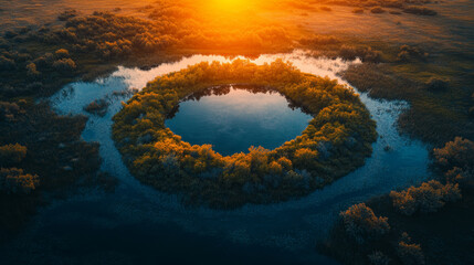 Sunrise Wetland Swamp Circular Lake
