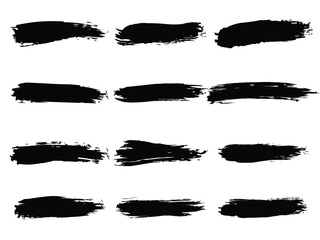 Collection of black brush strokes with artistic and grunge style