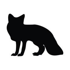 A majestic fox silhouette, a symbol of wilderness and cunning, rendered in stark black against a pure white background.