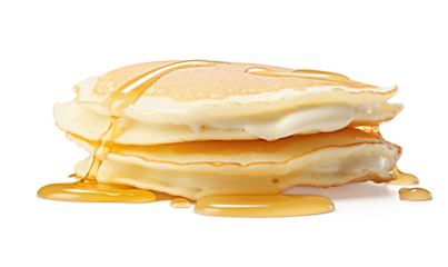  thick white yogurt appears to be naturally spooned onto pancakes, It has a soft, fluffy texture, asymmetrical on a transparent background