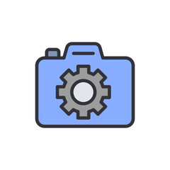 Camera repair colored icons, minimalist vector illustration ,simple transparent graphic element .Isolated on white background
