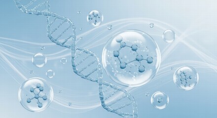 Cosmetic serum Oil drop on skin cell, Skin Repair, moisturizer, collagen serum, Exosome with Skin cells, 3d rendering.