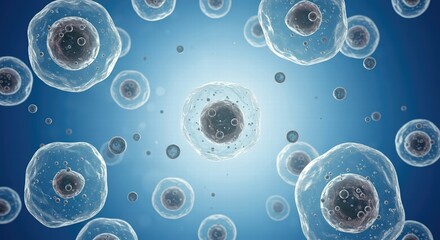 3d rendering of Human cell or Embryonic stem cell microscope background.