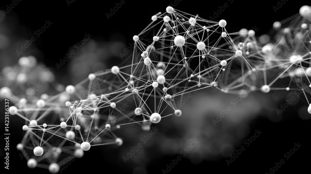 Poster molecular structure with multiple molecules forming a network representing advanced business scannin