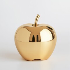 Gold apple sculpture, studio shot, white background, home decor (2)