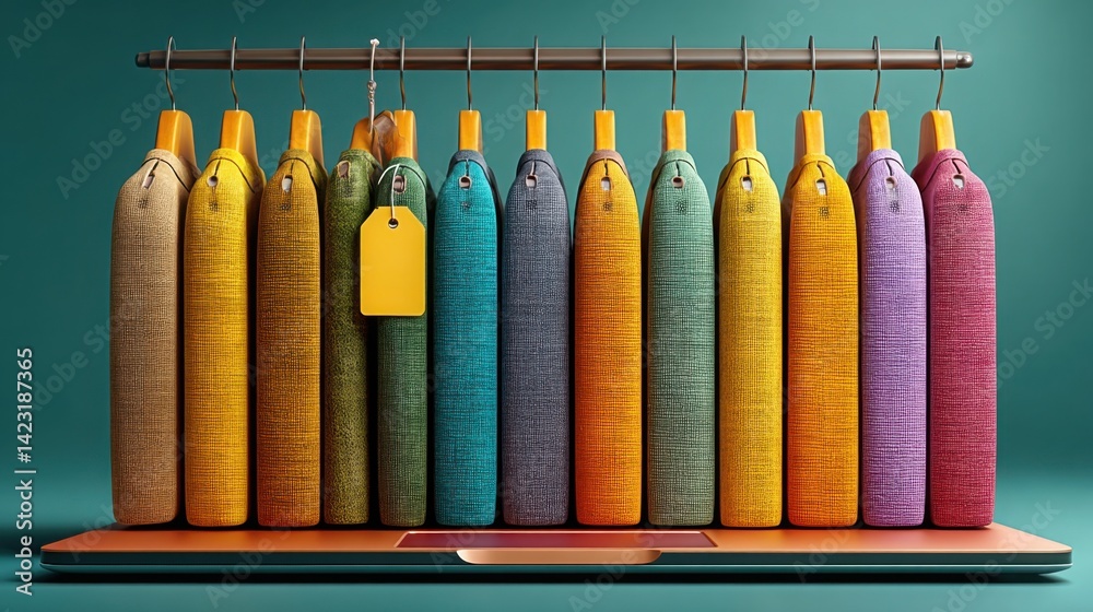 Poster vibrant display of colorful carpet rolls arranged in a row inside a browser window illustrating smar