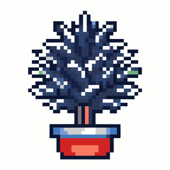 Fototapeta premium Retro Pixel Art Indoor Plant Illustration in a Decorative Pot