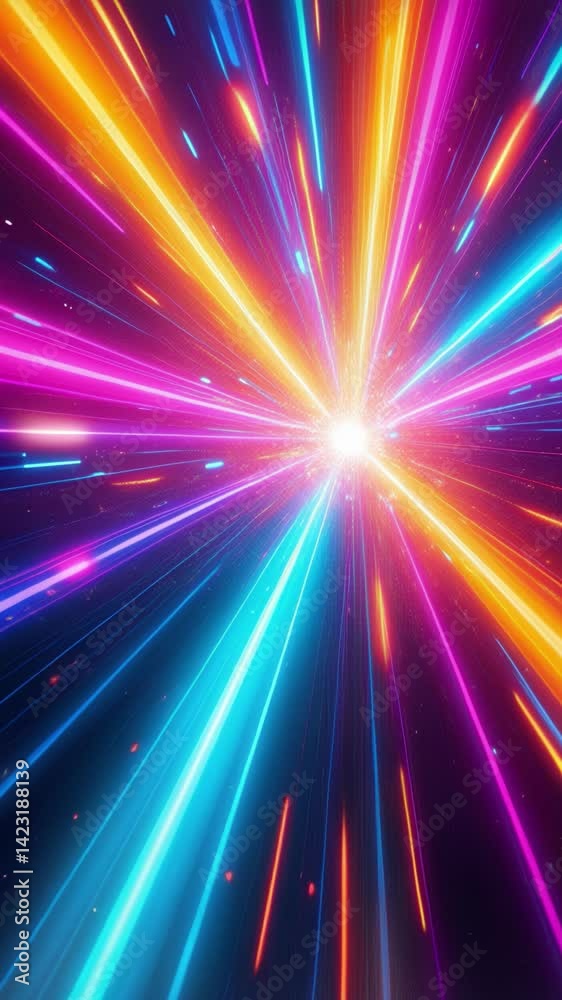 Poster abstract colourful light trail creative cosmic background. explosion, hyper jump into another galaxy
